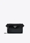 Prada Triangle Logo Shoulder Bag In Black