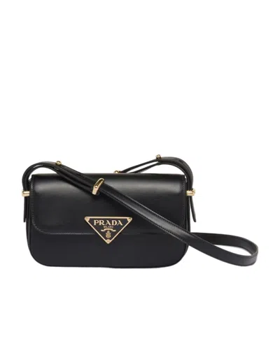 Prada Triangle-logo Shoulder Bag In Black