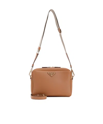 Prada Triangle-logo Shoulder Bag In Brown