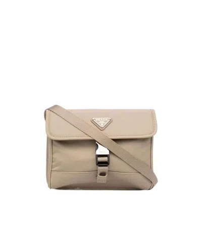 Prada Triangle-logo Shoulder Bag In Nude