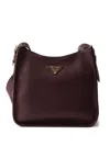 Prada Triangle-logo Shoulder Bag In Burgundy