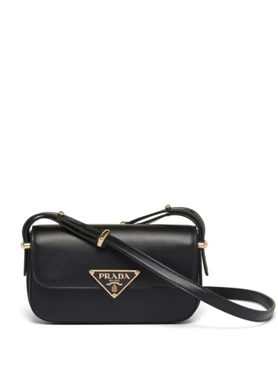 Prada Schultertasche Mit Triangel-logo In Black