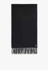 Prada Triangle Logo Silk And Cashmere Scarf In Black