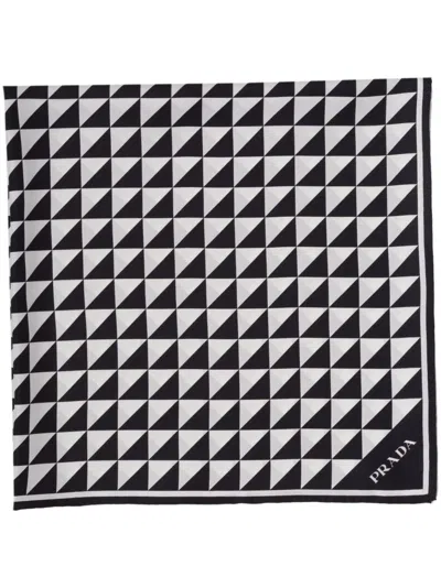 PRADA TRIANGLE-LOGO SILK SCARF
