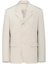 Prada Triangle Logo Single-breasted Blazer In Neutrals