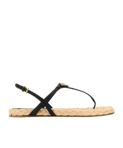 PRADA PRADA TRIANGLE-LOGO THONG SANDALS