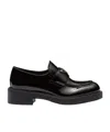 Prada Logo-plaque Leather Loafers In Black
