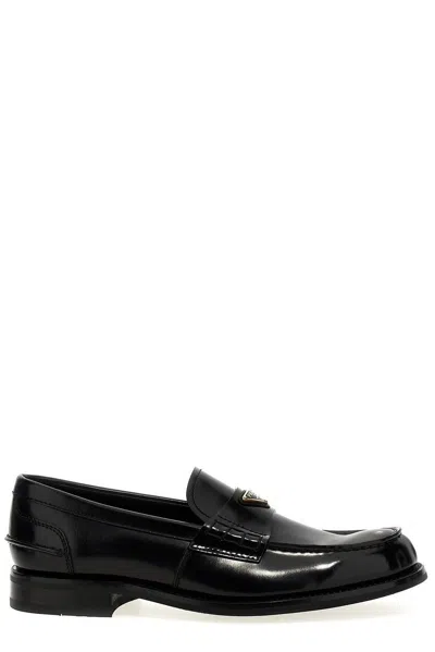 PRADA TRIANGLE-LOGO SLIP-ON LOAFERS