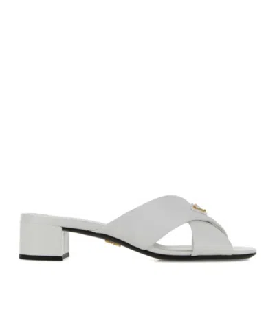 PRADA PRADA TRIANGLE-LOGO SLIP-ON SANDALS