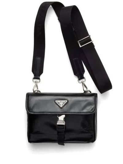 Prada Re-nylon And Saffiano Leather Smartphone Bag In Black