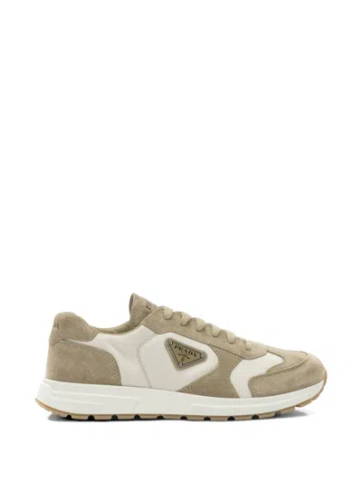Prada Prax Sneakers In Suede And Re-nylon In Neutral