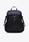 Prada Triangle Logo Speedrock Backpack In Blue