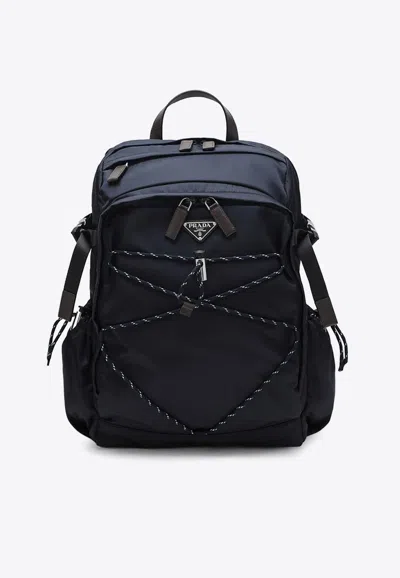 Prada Triangle Logo Speedrock Backpack In Blue