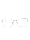 Prada Triangle-logo Square-frame Glasses In Neutrals