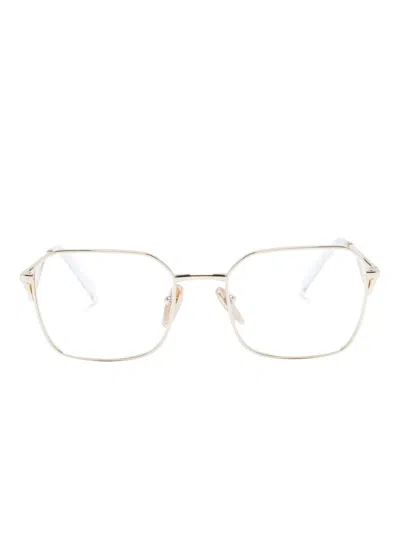 Prada Triangle-logo Square-frame Glasses In Neutrals