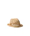 Prada Womens Neutral Triangle-plaque Raffia-effect Woven Fedora Hat In Nude