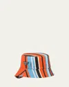 Prada Triangle Logo Striped Bucket Hat