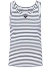 Prada Triangle-logo Striped Tank Top In White
