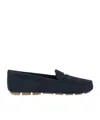 Prada Triangle-logo Suede Driving Loafers In Blue