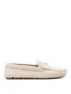 Prada Design Loafers With Subtle Stitched Detail In Beige