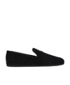 Prada Versatile Round Toe Suede Loafers In Black