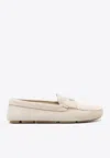 Prada Design Loafers With Subtle Stitched Detail In Cream