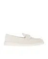 Prada Triangle-logo Suede Loafers In Nude