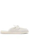 Prada Triangle-logo Suede Mules In White