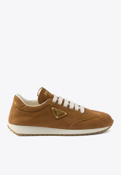 PRADA TRIANGLE LOGO SUEDE SNEAKERS