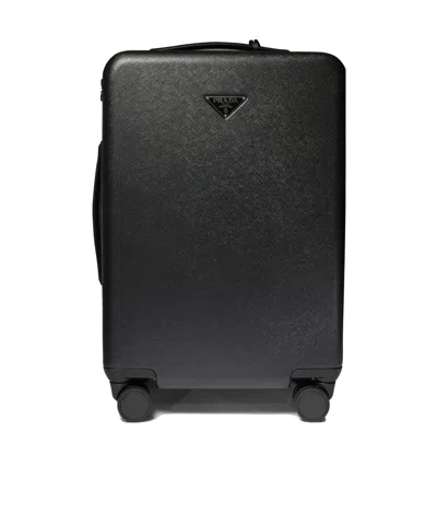 PRADA PRADA TRIANGLE-LOGO ZIPPED SUITCASE