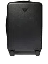 Prada Triangle Logo Leather Suitcase In Black