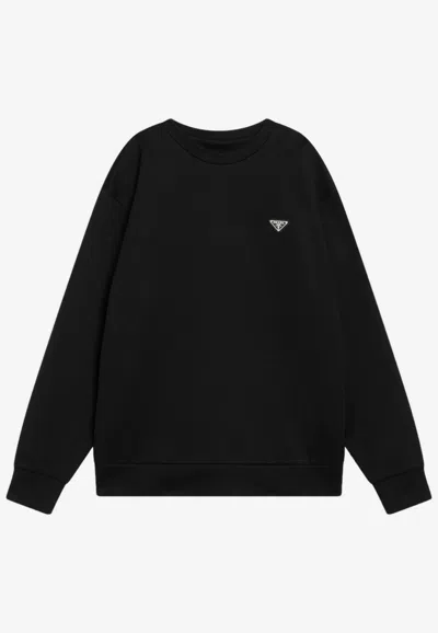 Prada Triangle Logo Sweatshirt In Black