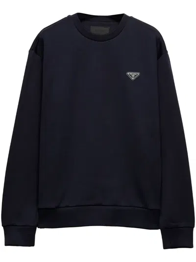Prada Triangle-logo Sweatshirt In Blue