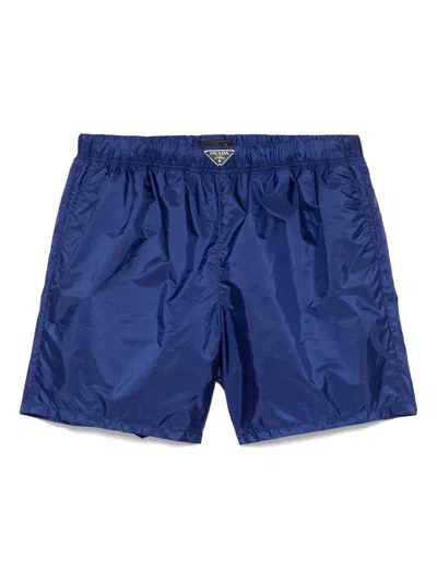 Prada Triangle-logo Swim Shorts In Blue