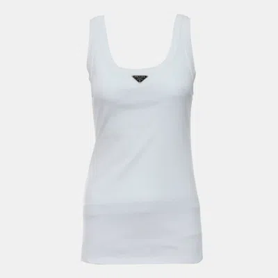 Pre-owned Prada Triangle Logo Tank Top In White