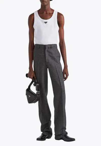 Prada Triangle Logo Tank Top In White