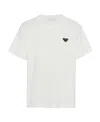 Prada Mens White Terry Logo-plaque Cotton-blend T-shirt In White