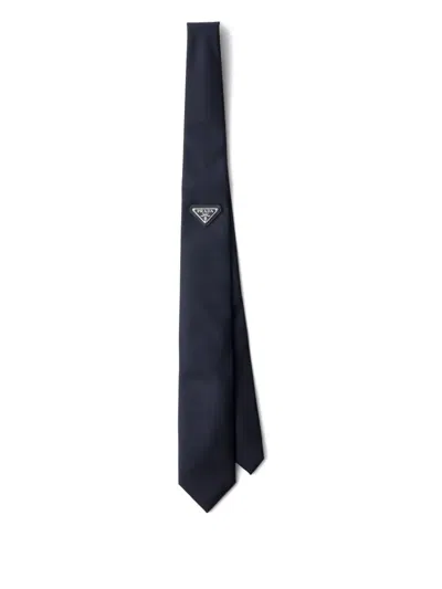 Prada Triangle-logo Tie In Blue