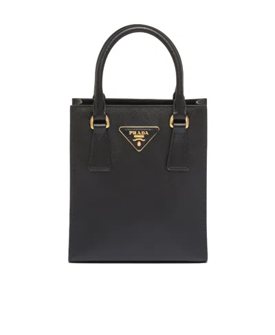 Prada Saffiano Leather Handbag In Black
