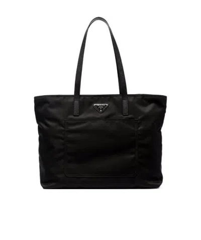 Prada Re-nylon Tote Bag In Black