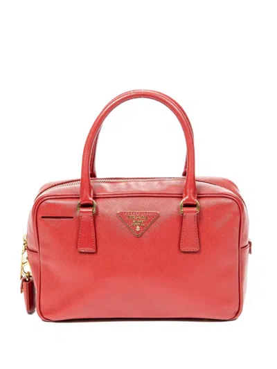 Pre-owned Prada Triangle-logo Tote Bag In Red