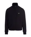 Prada Stretch Technical Fabric Zipper Sweatshirt In Black