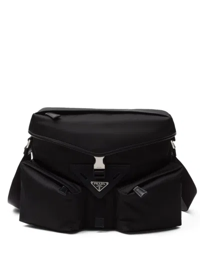 Prada Triangle-logo Travel Bag In Black