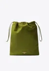 Prada Triangle Logo Travel Pouch Bag In Green