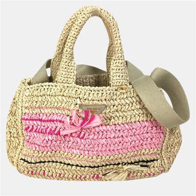 Pre-owned Prada Triangle Logo Triangle Logo Plate 2way Bag Shoulder Bag Crossbody Hand Bag Beige Pink In Sand