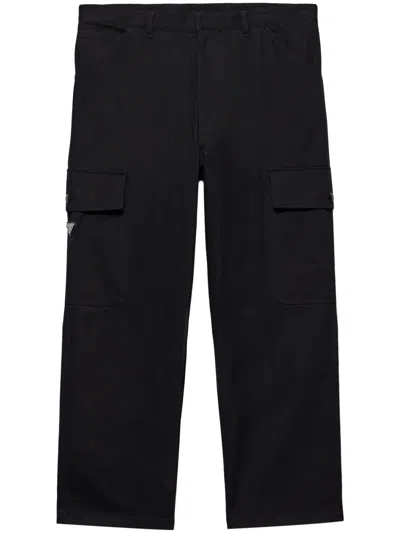 Prada Triangle-logo Trousers In Black