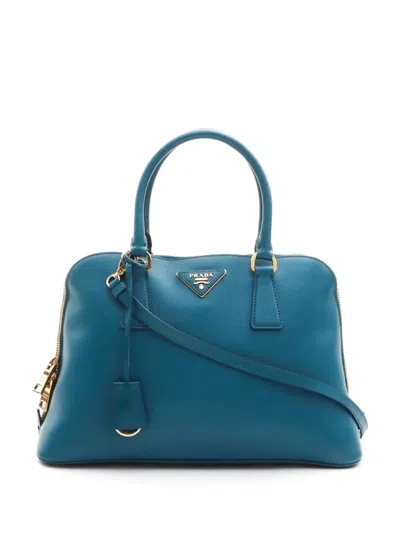 Pre-owned Prada Triangle-logo Two-way Bag In Blue
