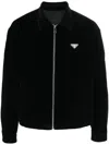 PRADA TRIANGLE-LOGO VELVET BLOUSON JACKET