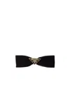 Prada Triangle-logo Velvet Hair Clip In Black
