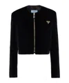 Prada Triangle-logo Velvet Jacket In Black